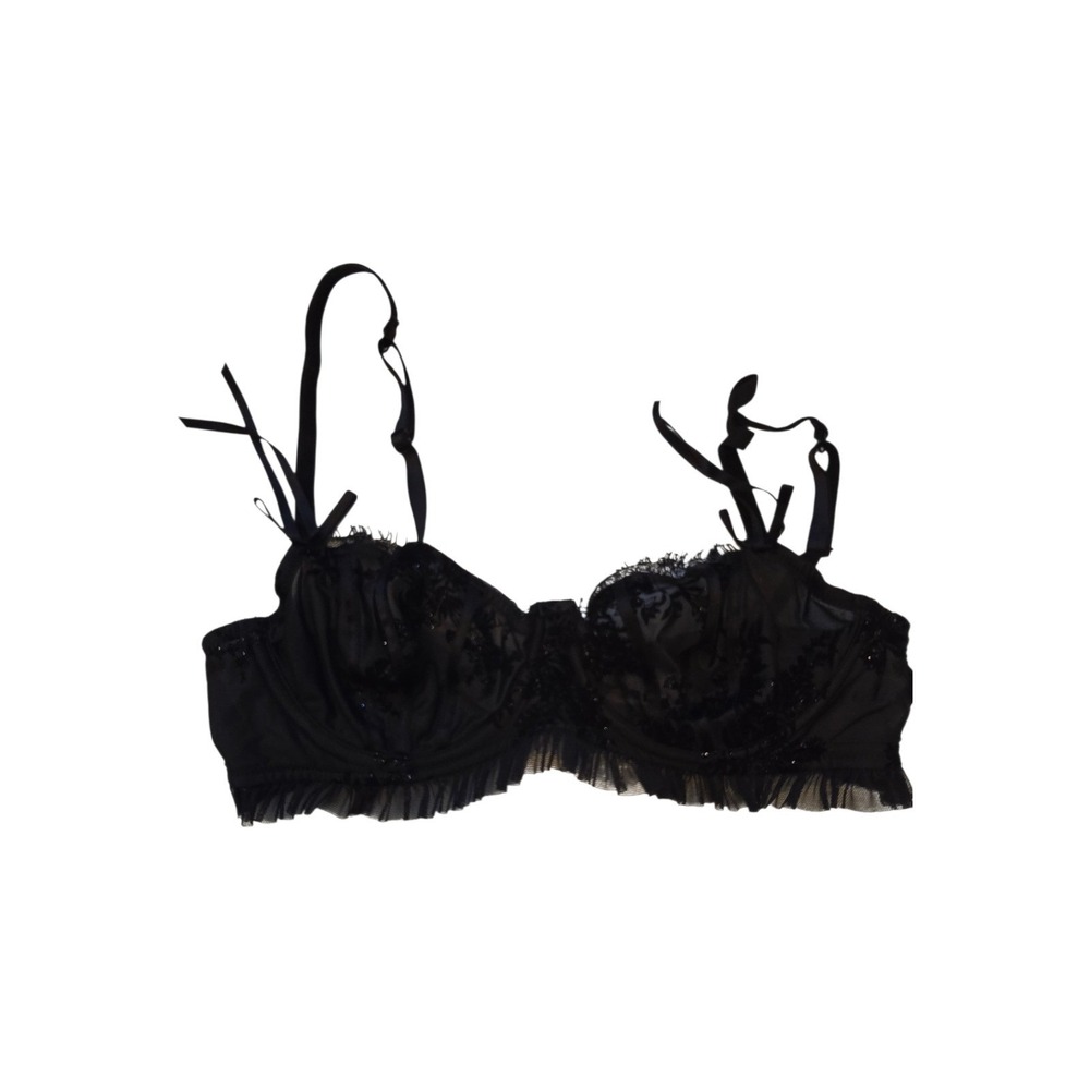 Felina Archive Coquette Velvet Floral Sheer Balconette Bra Women 36B - Picture 2 of 10